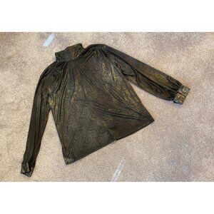 Vintage Notations Lightweight Jacket Black Metallic Full Zip Size 16